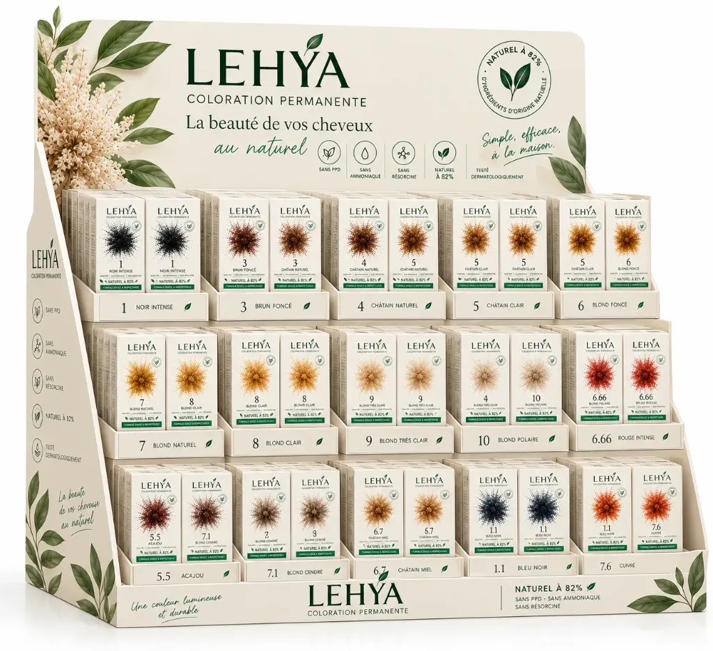 [90KITS-LEHYA] Présentoir de 90 Kits coloration cheveux LEHYA